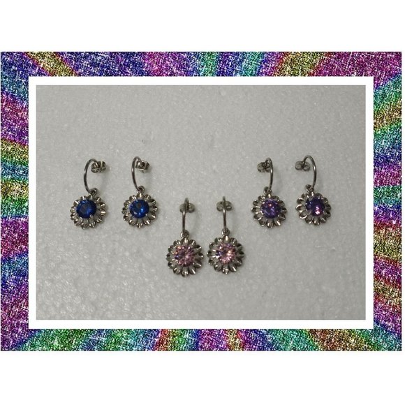 3/$12  Crystal Rhinestone Interchangeable Charm Earrings-3 Pairs in Set - Picture 2 of 8